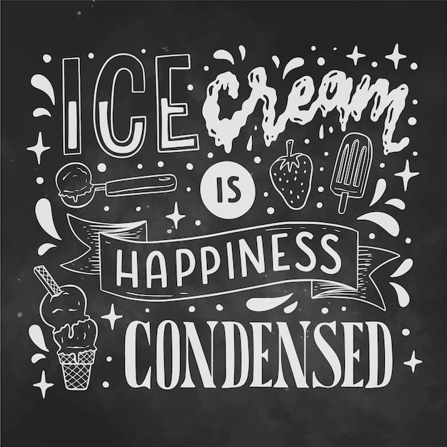 Free vector hand drawn ice cream blackboard lettering