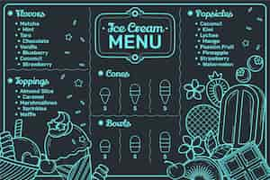 Free vector hand drawn ice cream blackboard menu template