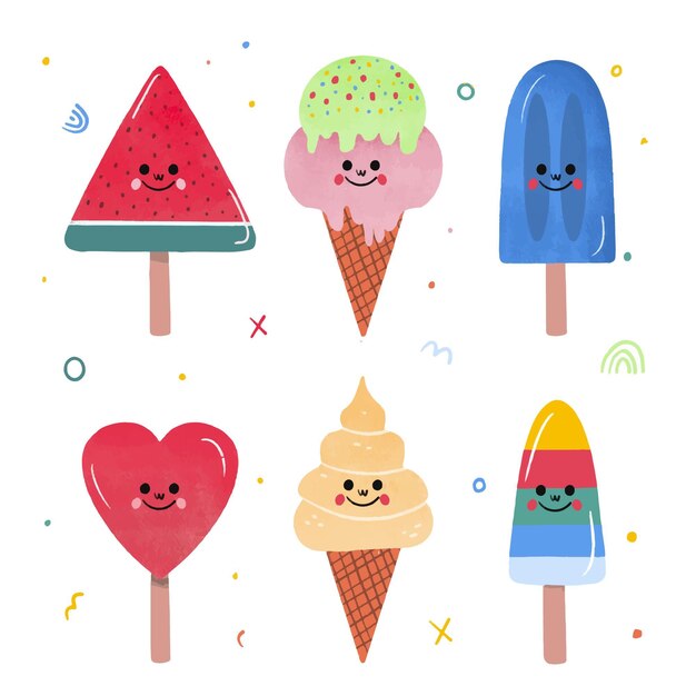 Vettore gratuito collezione di gelati disegnati a mano