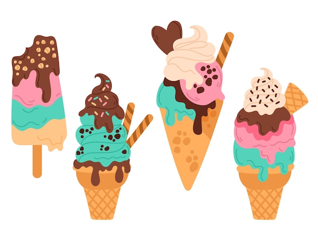 Collezione di gelati disegnati a mano