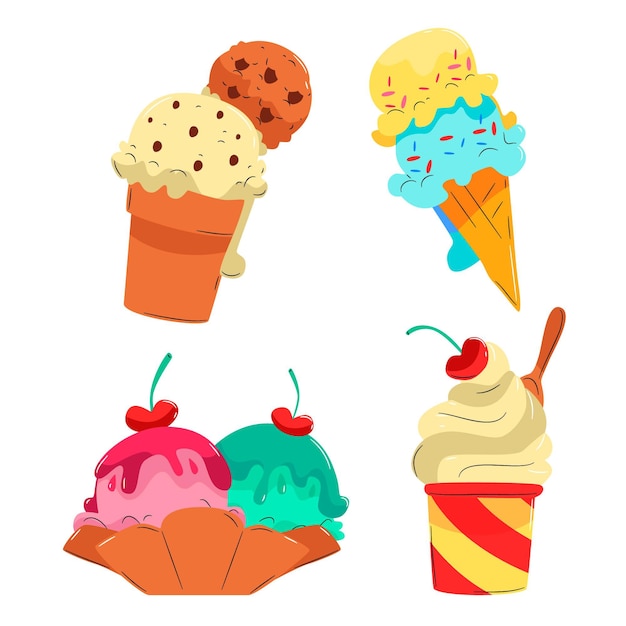 Vettore gratuito collezione di gelati disegnati a mano