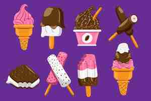 Free vector hand drawn ice cream collection