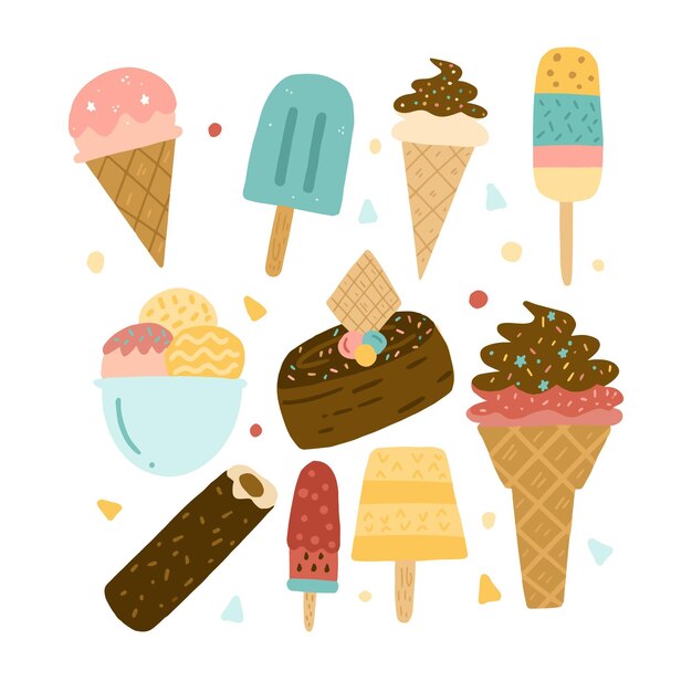 手描きのアイスクリームコレクション