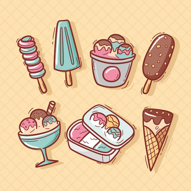 Free vector hand drawn ice cream collection