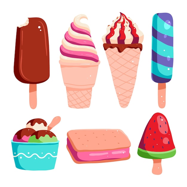 Free vector hand drawn ice cream collection