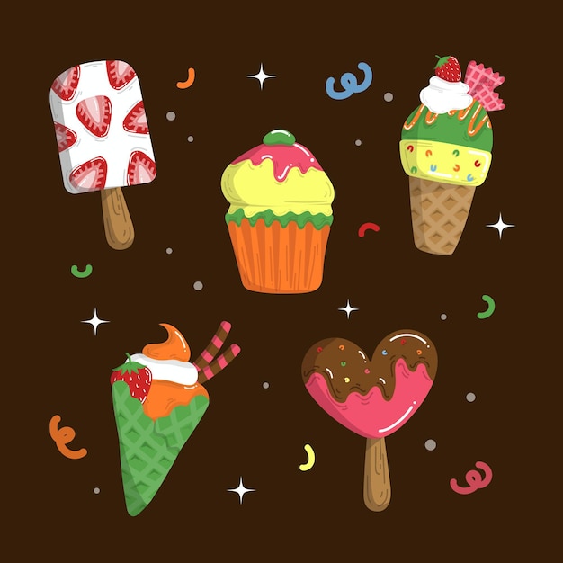 Free vector hand drawn ice cream collection