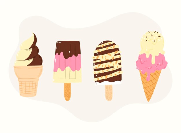 Hand drawn ice cream collection