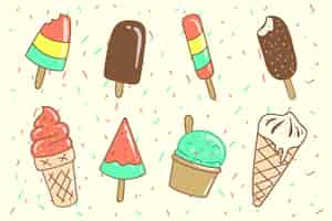 Free vector hand drawn ice cream collection