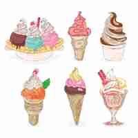 Free vector hand drawn ice cream collection