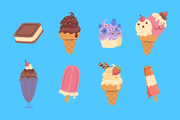 Vettore gratuito collezione di gelati disegnati a mano