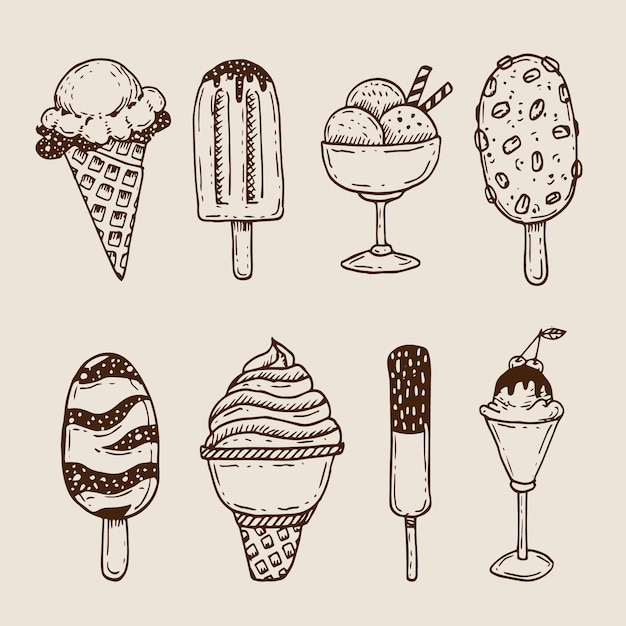 Vettore gratuito collezione di gelati disegnati a mano