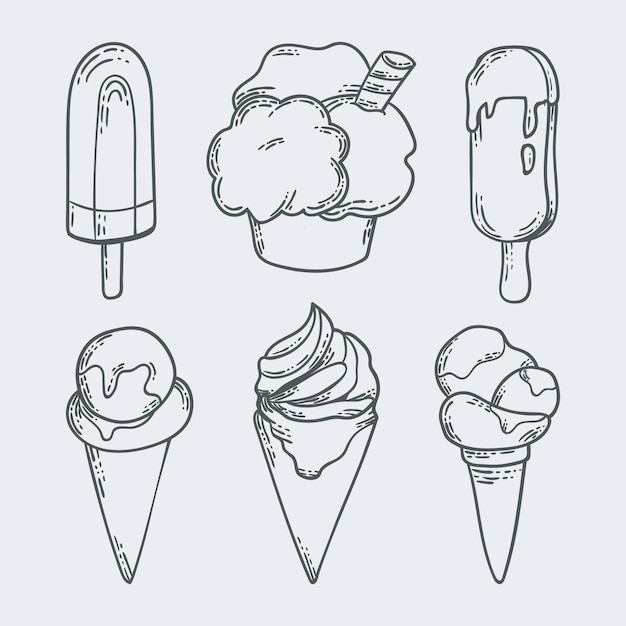 Коллекция рисованной мороженого