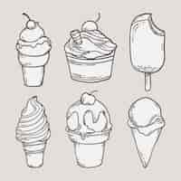 Free vector hand drawn ice cream collection