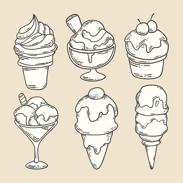 Free vector hand drawn ice cream collection