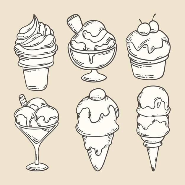 Hand drawn ice cream collection