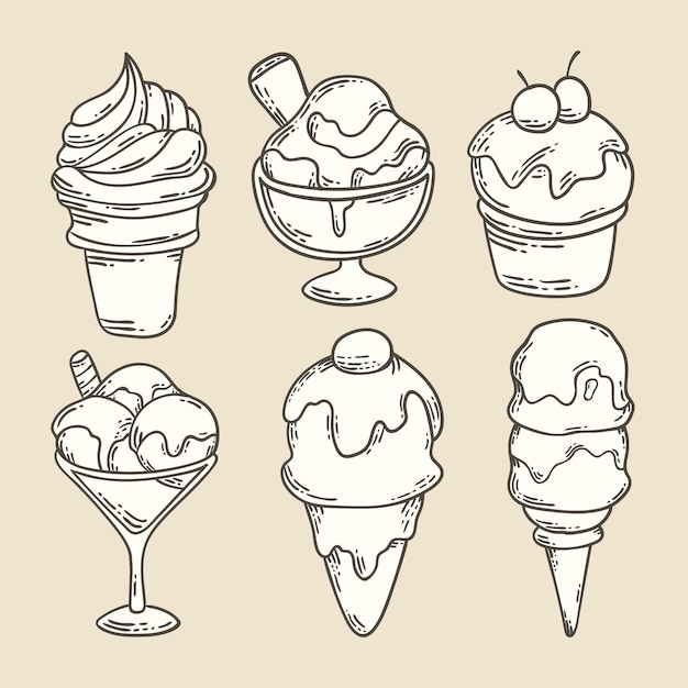 Коллекция рисованной мороженого