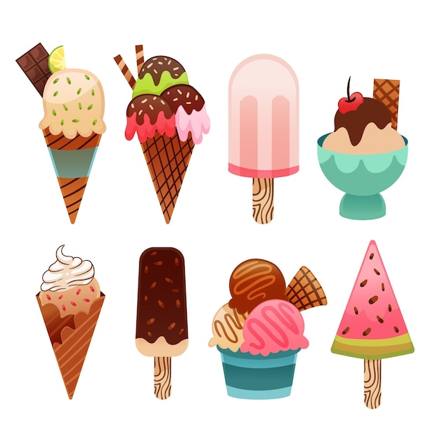 Vettore gratuito collezione di gelati disegnati a mano