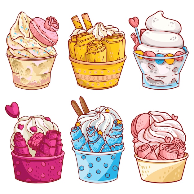 Free vector hand drawn ice cream collection