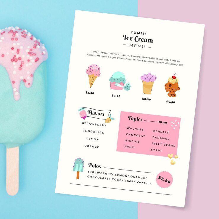 Free Vector hand drawn ice cream menu template