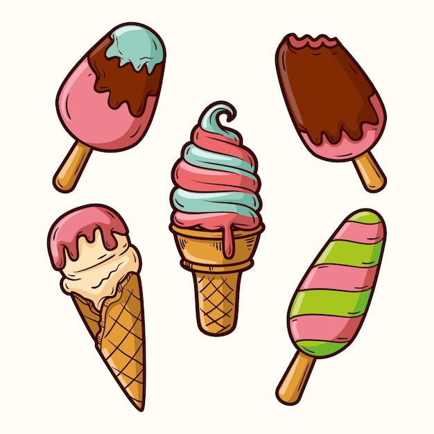 Free vector hand drawn ice cream pack