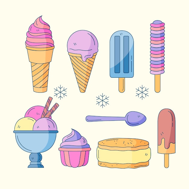 Free vector hand drawn ice cream pack