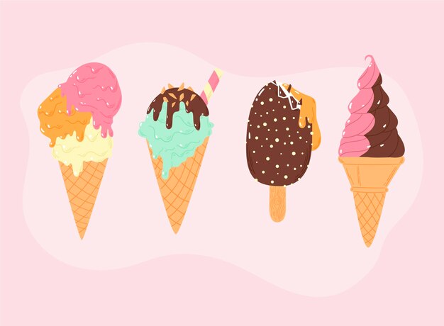 Hand drawn ice cream set