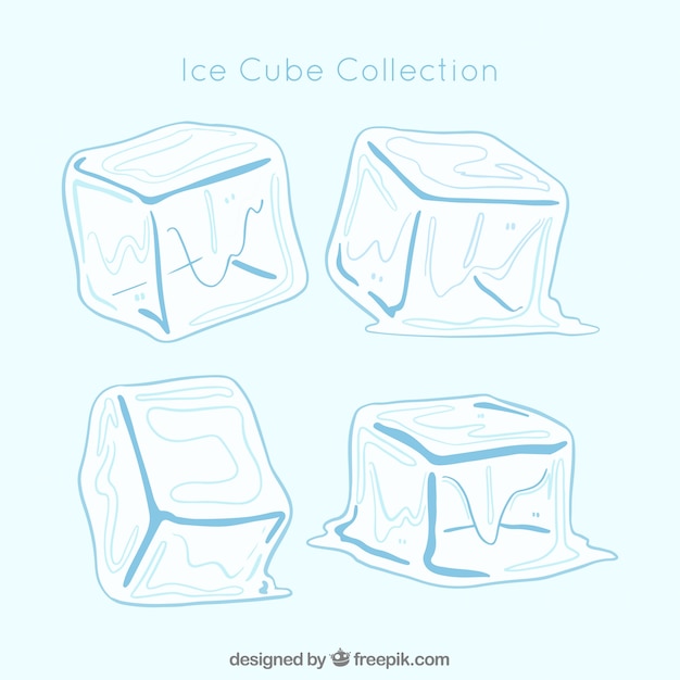 Free vector hand drawn ice cube collection