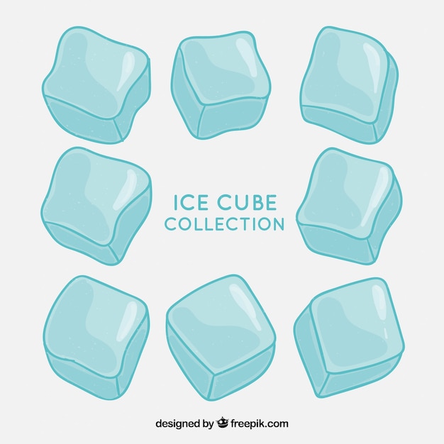 Free vector hand drawn ice cube collection