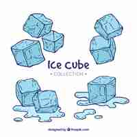 Free vector hand drawn ice cube collection