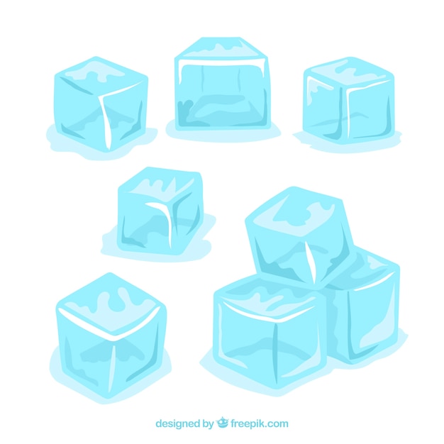 Free vector hand drawn ice cube collection