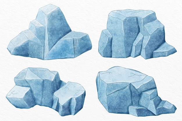 Бесплатное векторное изображение Набор рисованной айсберг