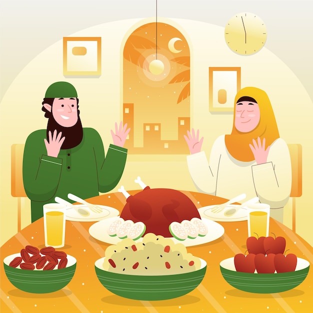 Free vector hand drawn iftar illustration