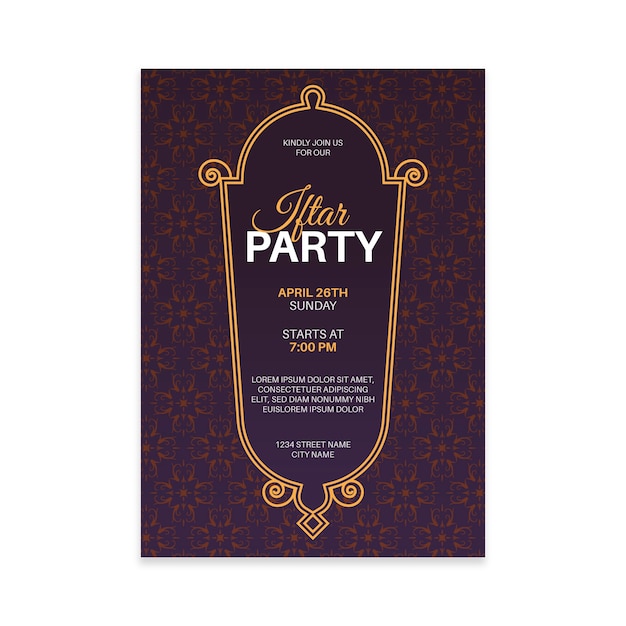 Free vector hand-drawn iftar invitation template concept