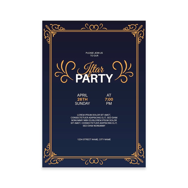 Free vector hand-drawn iftar invitation template design