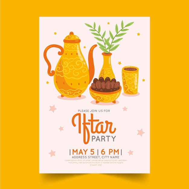 Free vector hand drawn iftar invitation template