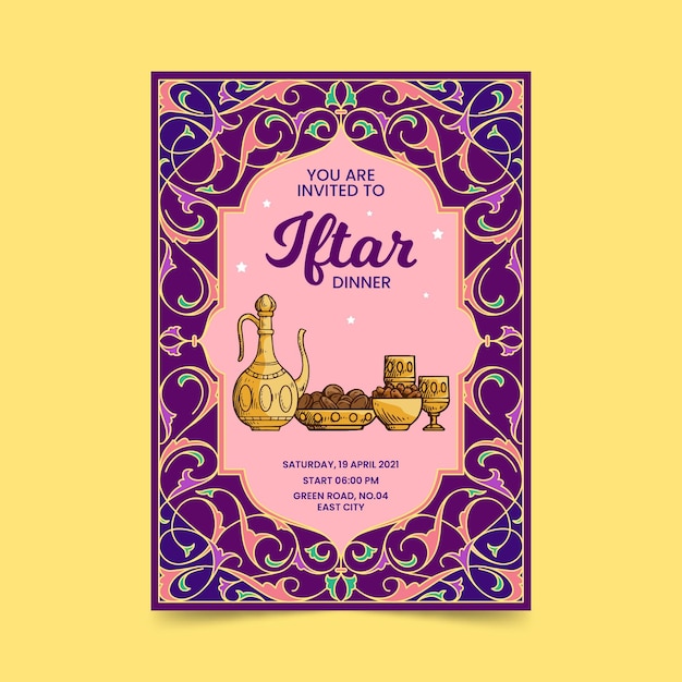 Hand drawn iftar invitation template