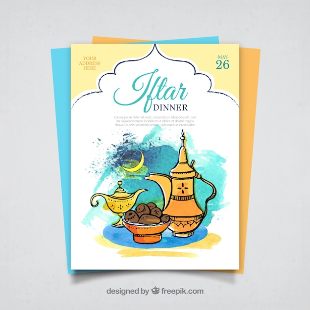 Free vector hand drawn iftar invitation