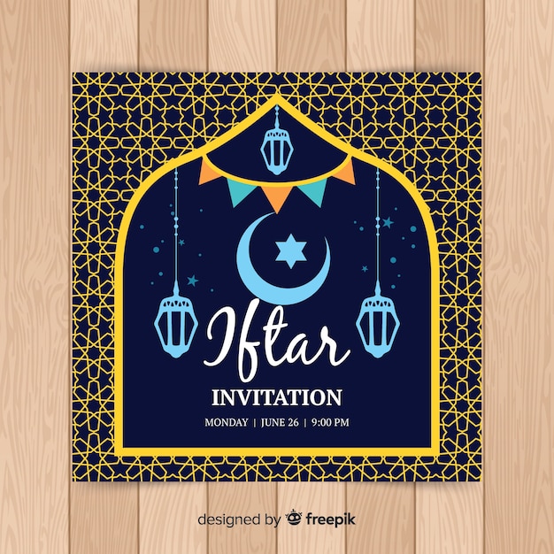 Vettore gratuito invito iftar disegnato a mano