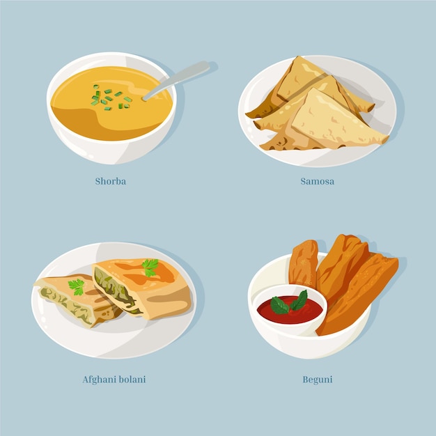 Free vector hand drawn iftar meal elements collection