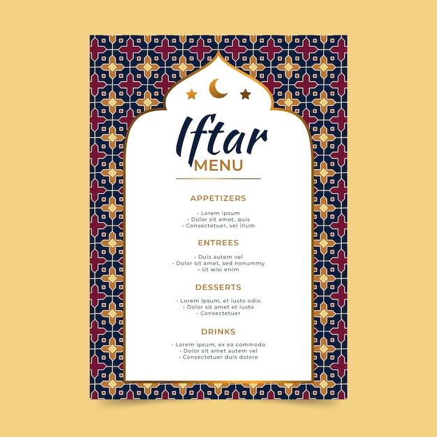 Free vector hand drawn iftar menu template