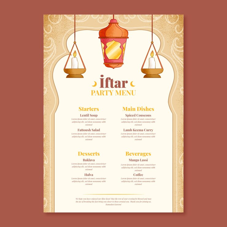 Free Vector hand drawn iftar menu template