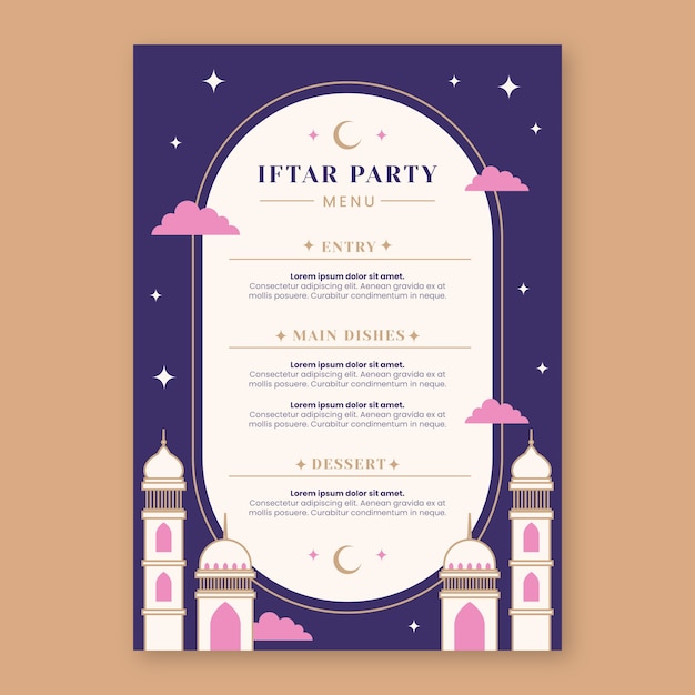 Free vector hand drawn iftar party menu template