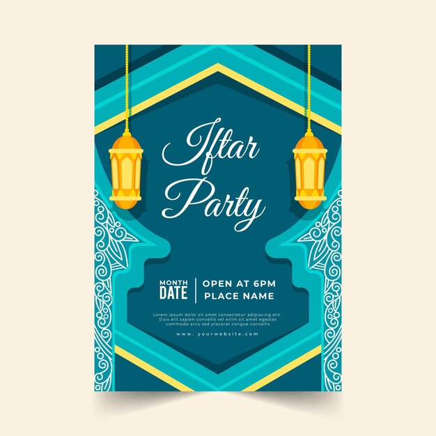 Hand drawn iftar poster template