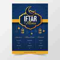 Free vector hand drawn iftar vertical menu template