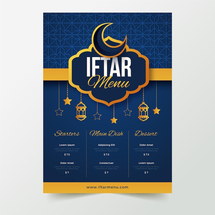 Free Vector hand drawn iftar vertical menu template