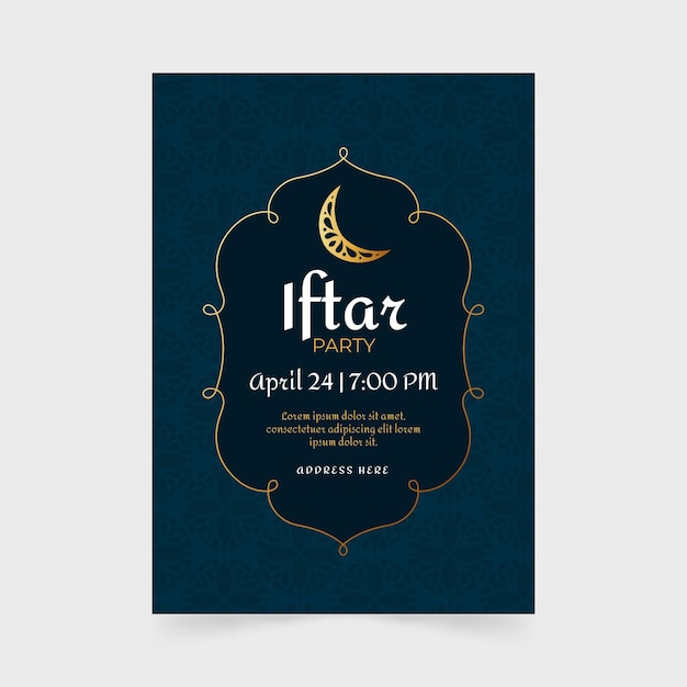 Hand drawn iftar vertical poster template