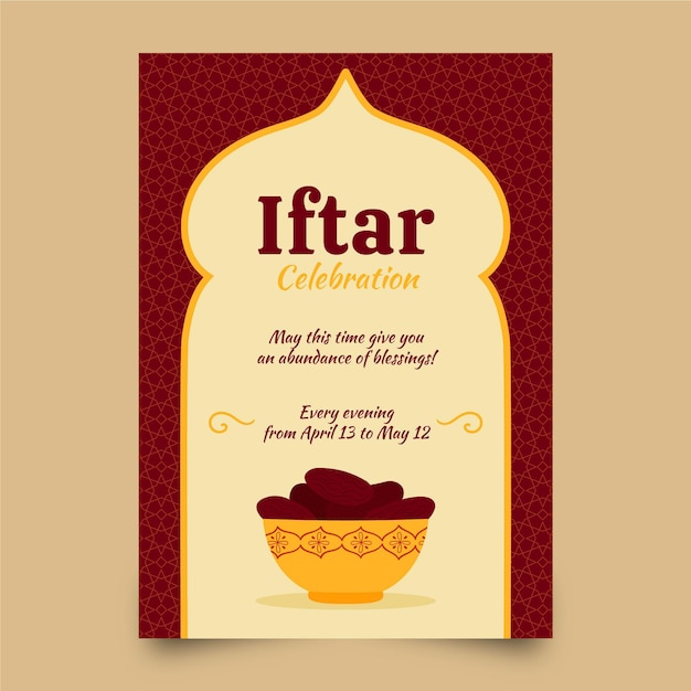 Hand drawn iftar vertical poster template