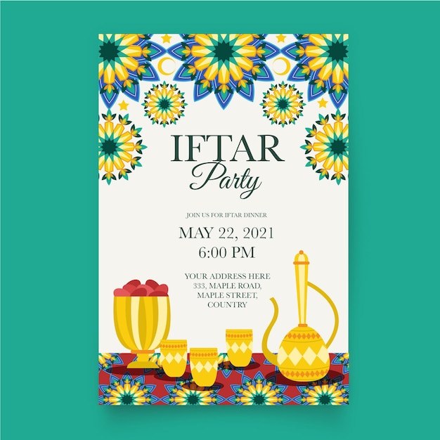 Free vector hand drawn iftar vertical poster template