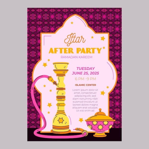 Free vector hand drawn iftar vertical poster template