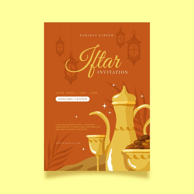 Free Vector hand drawn iftar vertical poster template